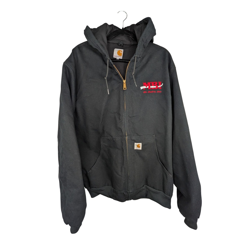 Carhartt Men J131 Active Zip Jacket XL Tall Black Thermal Lined Workwear Hooded